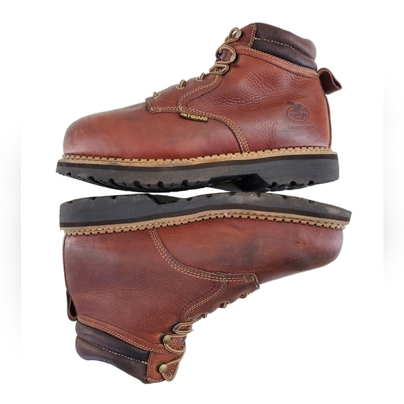 Georgie Boots Work Safety Shoes Men 12 M Brown Leather Metguard ASTM Performance